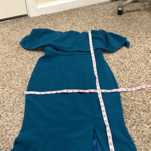 Jay Godfrey Clarke Gown Formal Maxi Dress Size 4 Teal Blue Strapless Ruffle - Picture 9 of 10